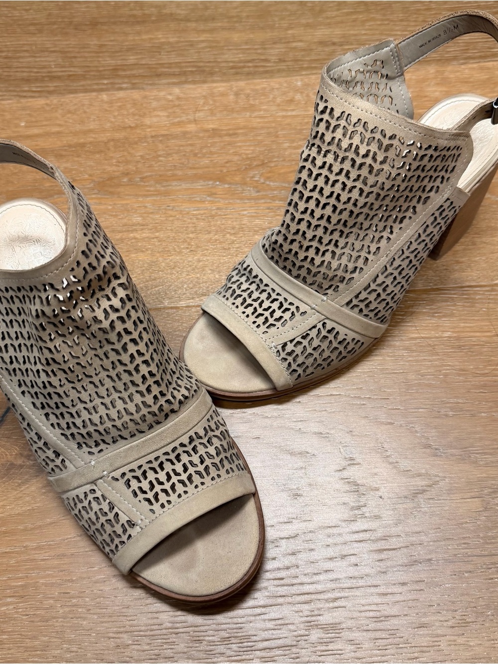 Vince Camuto Laser-Cut Open-Toe Slingback Heels